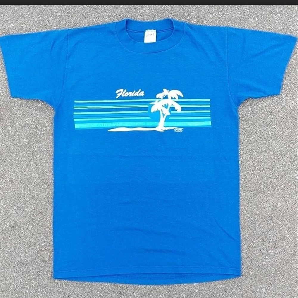 Vtg 80s Florida Tourist Graphic Tee Made in USA M